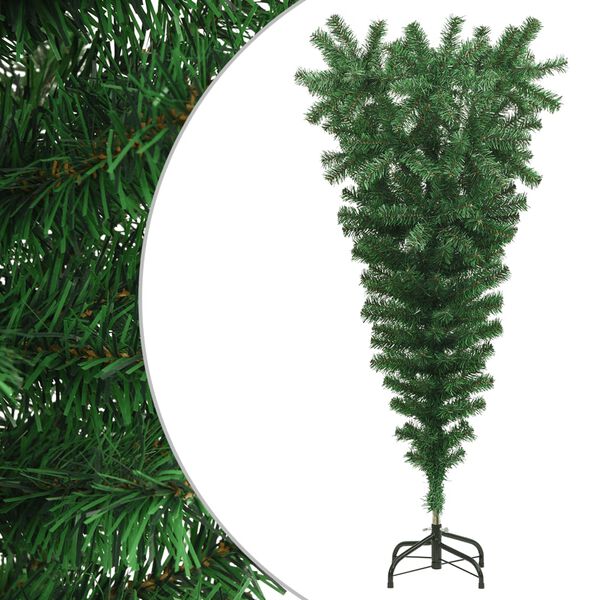 vidaXL &Aacute;rbol de Navidad artificial invertido con soporte verde 150 cm