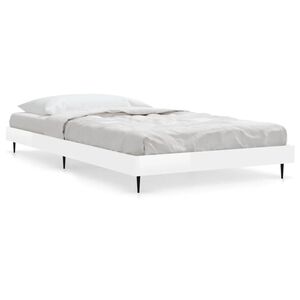 vidaXL Estructura de cama madera de ingenier&iacute;a blanco brillo 90x200cm