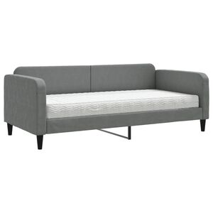 vidaXL Sof&aacute; cama con colch&oacute;n tela gris oscuro 90x190 cm