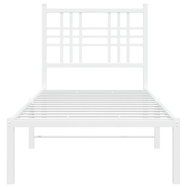 vidaXL Estructura cama sin colch&oacute;n con cabecero metal blanco 80x200 cm
