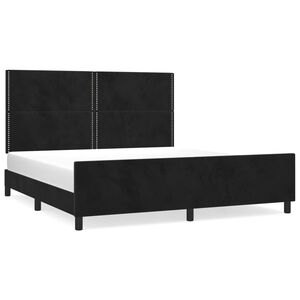 vidaXL Estructura de cama sin colch&oacute;n terciopelo negro 160x200 cm