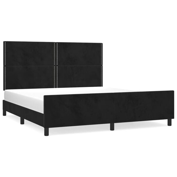 vidaXL Estructura de cama sin colch&oacute;n terciopelo negro 160x200 cm