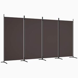 vidaXL Biombo divisor de 4 paneles de tela marr&oacute;n 346x180 cm