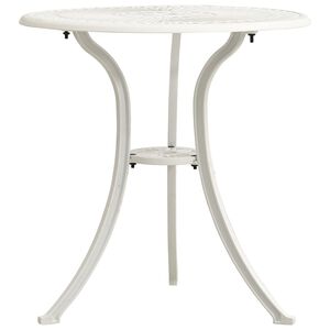 vidaXL Mesa de jard&iacute;n aluminio fundido blanco 62x62x65 cm