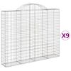 vidaXL Cestas gaviones 9 uds forma de arco hierro 200x30x160/180 cm