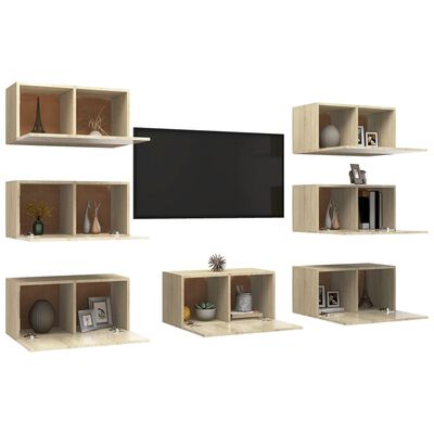 vidaXL Juego de muebles de salón 7 pzas roble Sonoma 30,5x30x60 cm