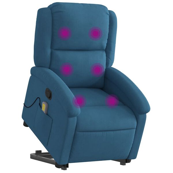 vidaXL Sill&oacute;n reclinable de masaje elevable terciopelo azul