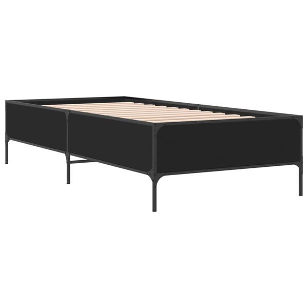 vidaXL Estructura de cama madera ingenier&iacute;a y metal negro 100x200 cm