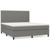 vidaXL Cama box spring con colch&oacute;n tela gris oscuro 180x200 cm