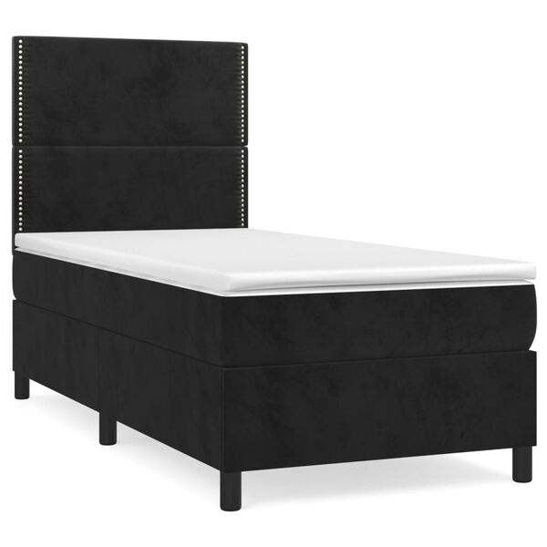 vidaXL Cama box spring con colch&oacute;n terciopelo negro 90x200 cm