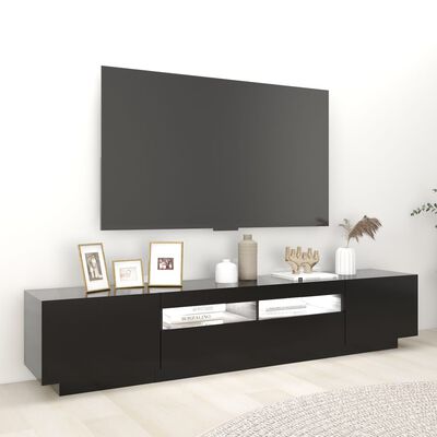 vidaXL Mueble para TV con luces LED negro 200x35x40 cm