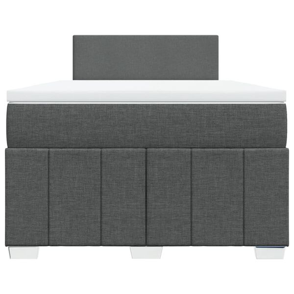 vidaXL Cama box spring con colch&oacute;n tela gris oscuro 120x200 cm