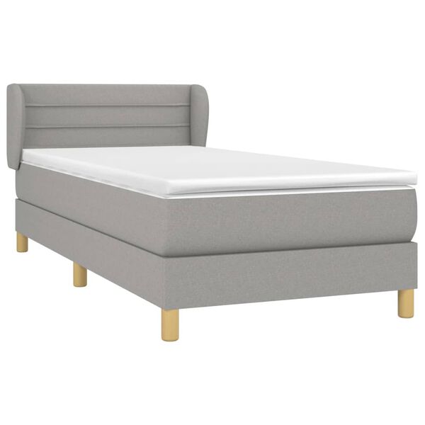 vidaXL Cama box spring con colch&oacute;n tela gris claro 90x200 cm