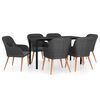 vidaXL Juego de comedor de jard&iacute;n 7 piezas con cojines negro
