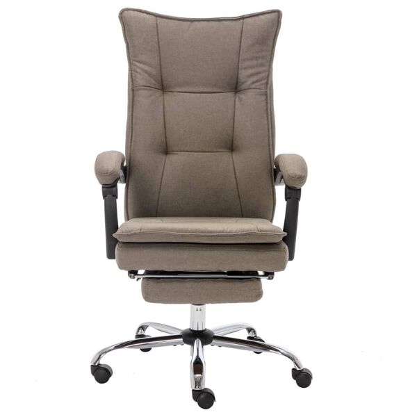 vidaXL Silla de oficina de masaje de tela gris taup&eacute;