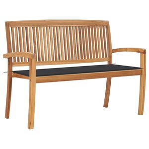vidaXL Banco de jard&iacute;n apilable con coj&iacute;n madera maciza teca 128,5 cm