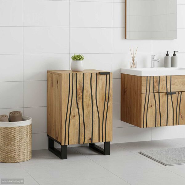 vidaXL Gabinete de Lavabo para Ba&ntilde;o Marr&oacute;n 38 x 33,5 x 58 cm
