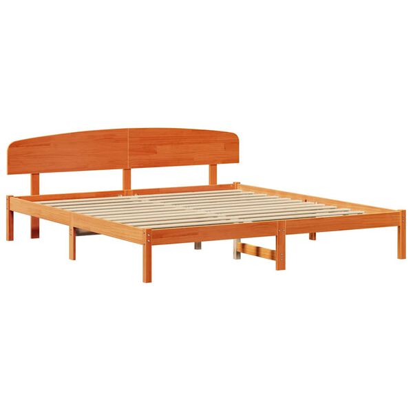 vidaXL Estructura de cama con cabecera Marr&oacute;n cera 200 x 200 cm