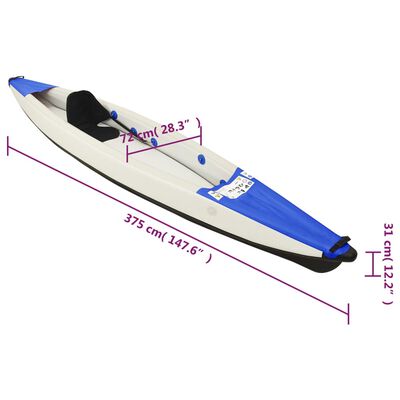vidaXL Kayak inflable poliéster azul 375x72x31 cm