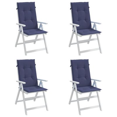 vidaXL Cojines para silla con respaldo alto 4 uds tela azul marino