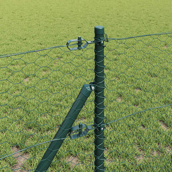 vidaXL Poste de Valla Verde 10 x 0,6 m (malla de 36 mm) Acero y PVC