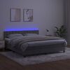vidaXL Cama box spring colch&oacute;n y LED terciopelo gris claro 160x200 cm