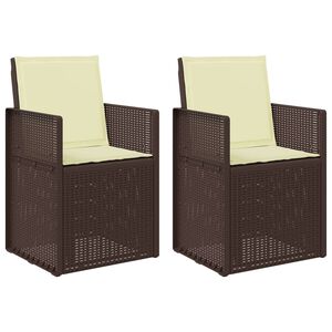 vidaXL Sillas de comedor de jard&iacute;n 2 pcs Marr&oacute;n y crema PP