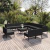 vidaXL Set de muebles de jardín 14 pzas cojines ratán sintético negro