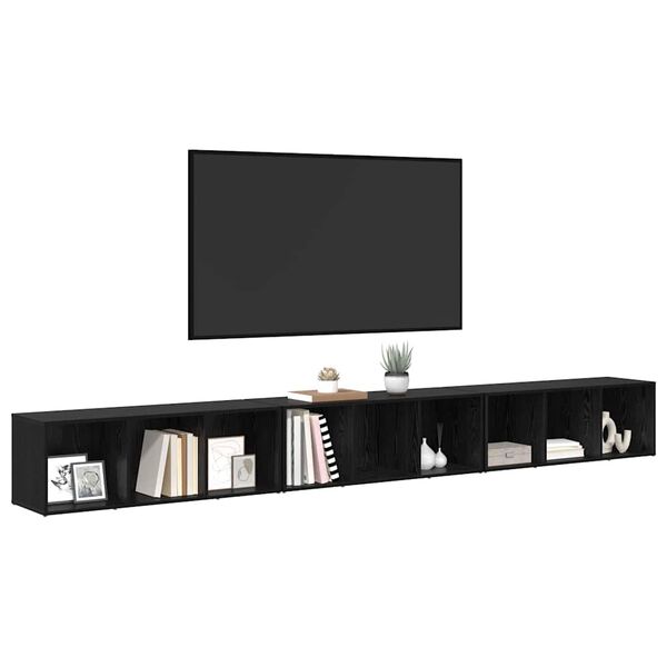 vidaXL Conjunto de mueble de TV 3 pcs Roble Negro 37 x 35 x 107 cm