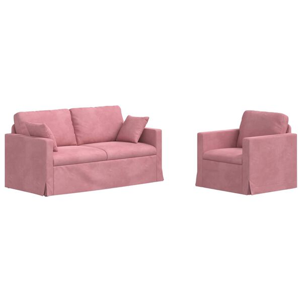 vidaXL Sof&aacute; 2 pcs Rosa 158 x 78 x 80 cm Terciopelo