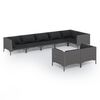 vidaXL Set sof&aacute;s de jard&iacute;n 8 pzas cojines rat&aacute;n sint&eacute;tico gris oscuro