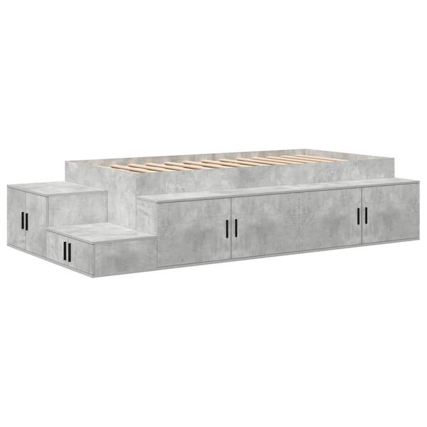 vidaXL Cama con almacenamiento con almacenamiento Gris Concreto 80 cm