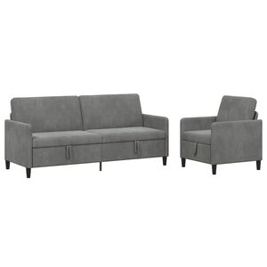 vidaXL Juego de Sof&aacute;s con Almacenamiento 2 uds. Gris oscuro Poli&eacute;ster