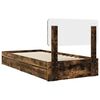 vidaXL Cama con almacenamiento con cabecera Roble ahumado 90 x 190 cm