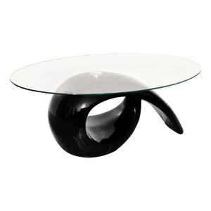 vidaXL Mesa de centro superficie ovalada de vidrio negro brillante