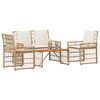 vidaXL Juego de muebles de exterior 4 pcs Natural y Crema