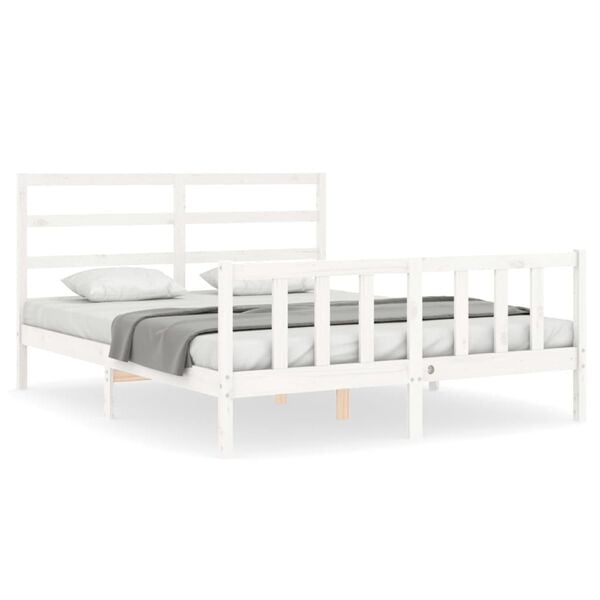 vidaXL Estructura de cama sin colch&oacute;n madera maciza de pino 160x200 cm