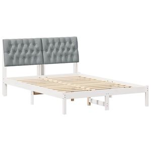 vidaXL Estructura de cama con cabecera Gris Claro 140 x 200 cm