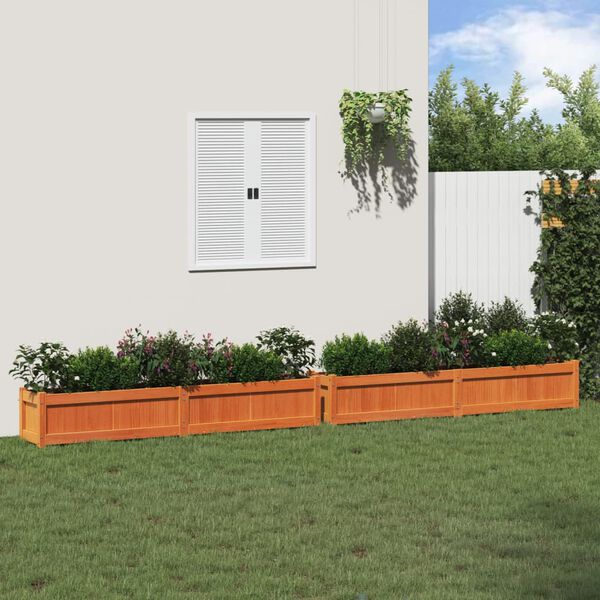 vidaXL Jardineras de exterior 2 uds madera maciza de pino marr&oacute;n cera