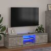 vidaXL Mueble de TV con luces LED gris hormig&oacute;n 140x40x36 cm