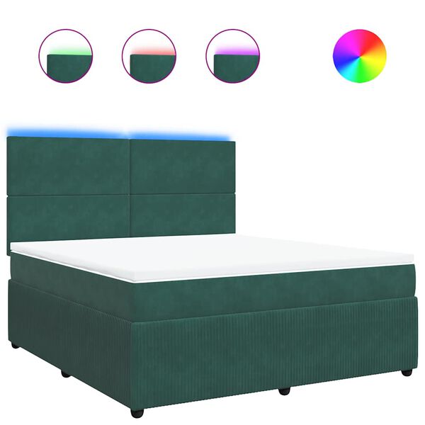 vidaXL Cama box spring con colch&oacute;n terciopelo verde oscuro 180x200 cm