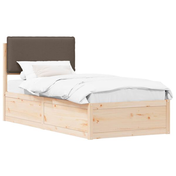 vidaXL Estructura de Cama con Cabecera Tapizada Taup&eacute; 100 x 200 cm