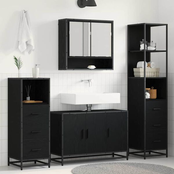 vidaXL Juego de muebles de ba&ntilde;o con caj&oacute;n 3 pcs Madera envejecida