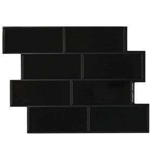 vidaXL Azulejo de metro 10 uds. Negro 29 x 21 cm Poliuretano y PET