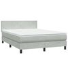 vidaXL Cama box spring con colch&oacute;n y LED terciopelo gris claro 140x220 cm