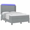 vidaXL Cama Box Spring LED con colch&oacute;n Gris Claro 160 x 200 cm tela