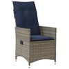 vidaXL Silla de jard&iacute;n reclinable con cojines de rat&aacute;n sint&eacute;tico gris