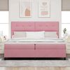 vidaXL Cama Box Spring LED con colch&oacute;n Rosa 200 x 200 cm Terciopelo