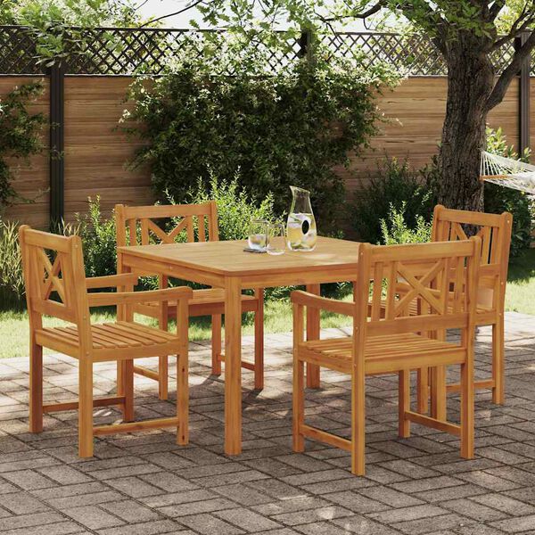 vidaXL Conjunto de Comedor de Jard&iacute;n 5 pcs Marr&oacute;n
