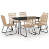 vidaXL Juego de comedor para jard&iacute;n 7 piezas rat&aacute;n sint&eacute;tico y vidrio